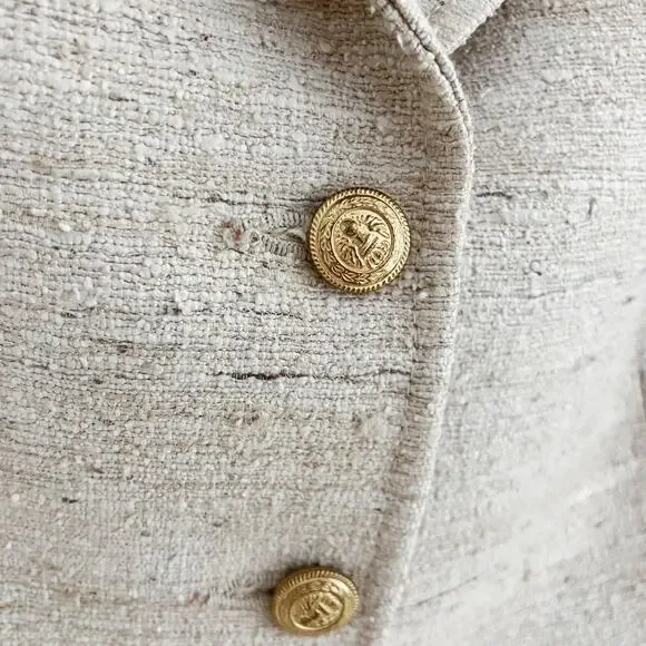 Vintage Devon Hall Cream Neutral Skirt Blazer Suit Set - Picture 8 of 16